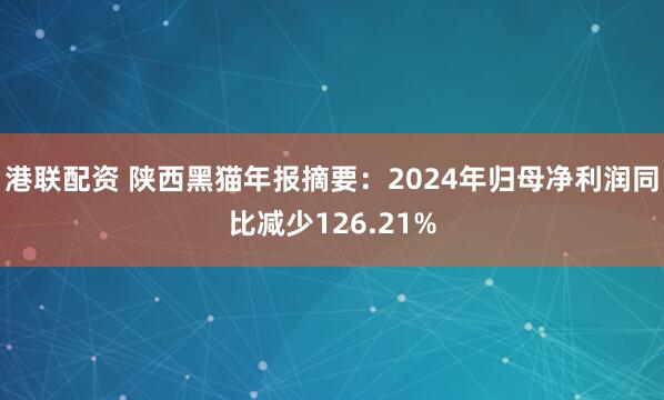 港联配资 陕西黑猫年报摘要：2024年归母净利润同比减少126.21%