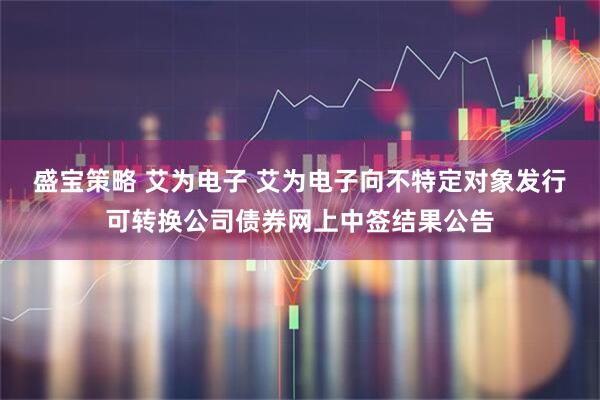 盛宝策略 艾为电子 艾为电子向不特定对象发行可转换公司债券网上中签结果公告