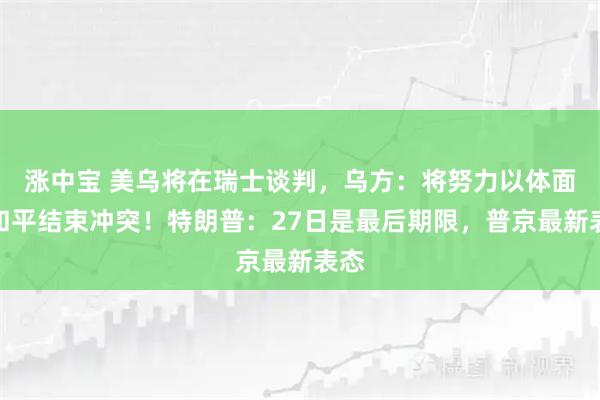 涨中宝 美乌将在瑞士谈判，乌方：将努力以体面的和平结束冲突！特朗普：27日是最后期限，普京最新表态