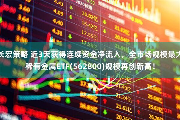 长宏策略 近3天获得连续资金净流入，全市场规模最大稀有金属ETF(562800)规模再创新高！
